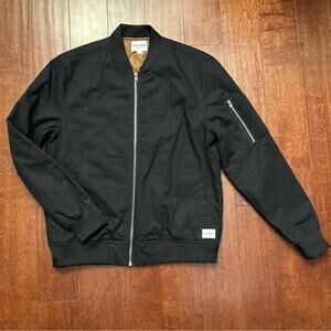 Five Four Men’s Black Bomber Jacket with Quilted Lining, Size Medium